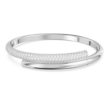 Dextera bangle Magnetic closure, White, Rhodium plated