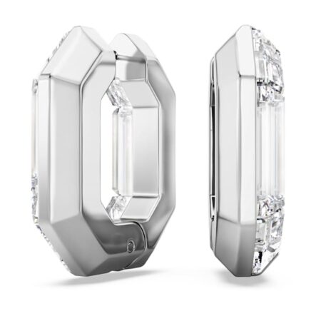 Lucent hoop earrings Octagon shape, Small, White