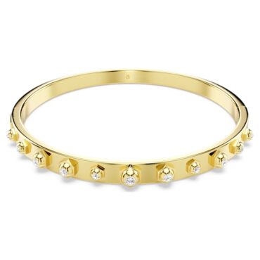 Numina bangle Mixed round cuts, White, Gold-tone plated M