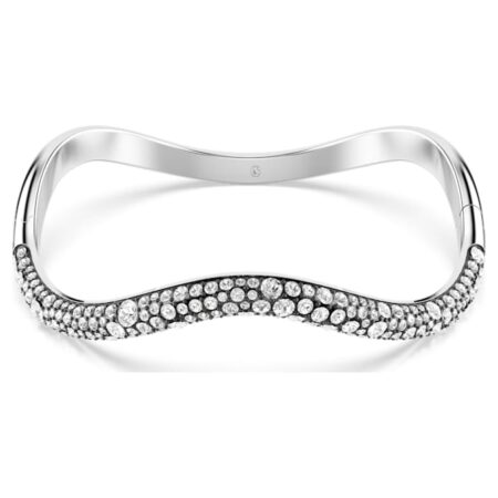 Sublima bangle Round cut, White, Rhodium plated