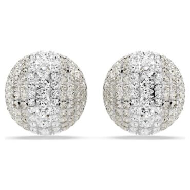 Sublima clip earrings White, Rhodium plated