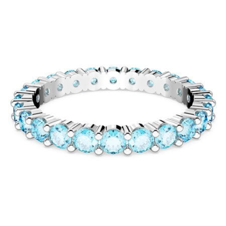 Matrix ring Round cut, Blue, Rhodium plated 60