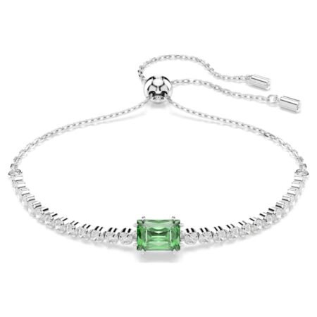 Matrix Tennis bracelet Mixed cuts, Green, Rhodium plated M