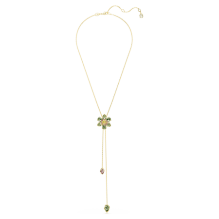Idyllia Y pendant Mixed cuts, Flower, Multicolored, Gold-tone plated Y