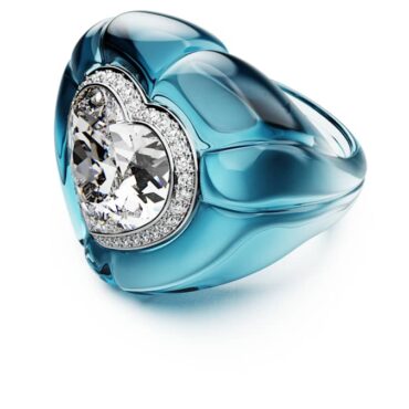 Dulcis cocktail ring Heart cut, Pavé, Heart, Blue 55