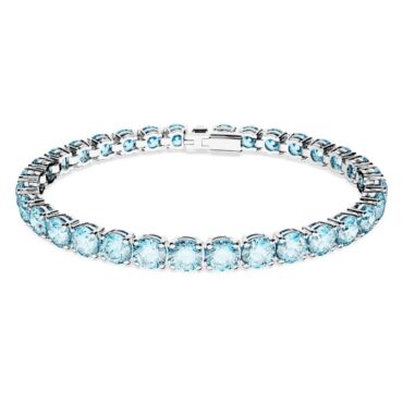 Matrix Tennis bracelet Round cut, Blue, Rhodium plated M