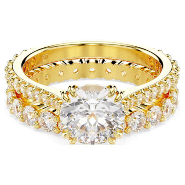 Stilla ring Set (2), Round cut, White, Gold-tone plated 52