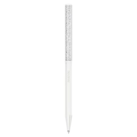 Crystalline ballpoint pen Octagon shape, White, White lacquered
