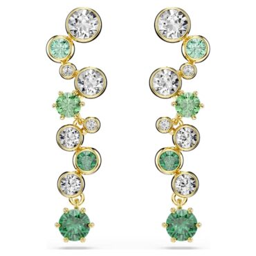 Constella drop earrings Mixed cuts, Green, Gold-tone plated