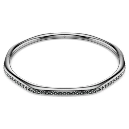 Dextera bangle Octagon shape, Round cut, White, Ruthenium plated S
