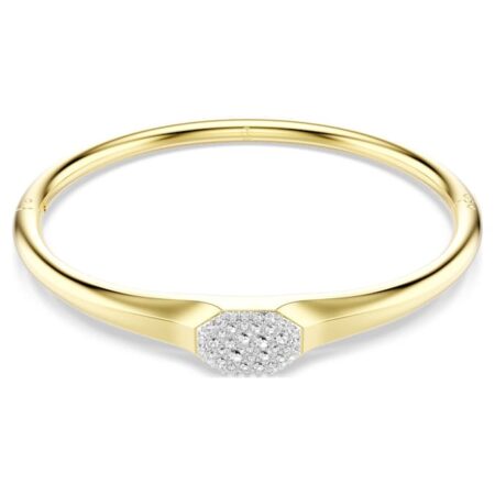Dextera bangle Round cut, White, Gold-tone plated S