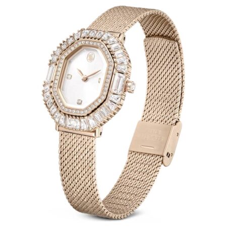Matrix octagon watch Metal bracelet, Gold tone, Champagne gold-tone finish