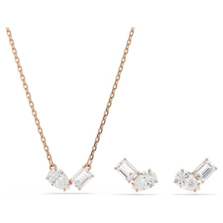 Mesmera set Pear cut, Octagon cut, White, Rose gold-tone plated