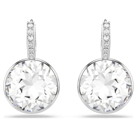 Millenia drop earrings Round cut, White, Rhodium plated