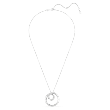 Matrix pendant Baguette cut, White, Rhodium plated