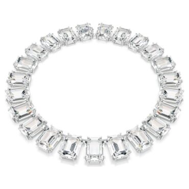 Millenia necklace Oversized crystals, Octagon cut, White, Rhodium plated