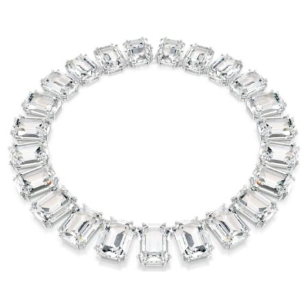 Millenia necklace Oversized crystals, Octagon cut, White, Rhodium plated