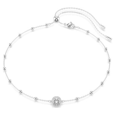 Una Angelic pendant Round cut, Double sided motifs, White, Rhodium plated