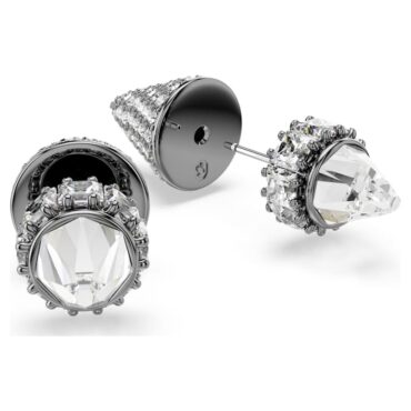 Sublima stud earrings Spike, White, Ruthenium plated