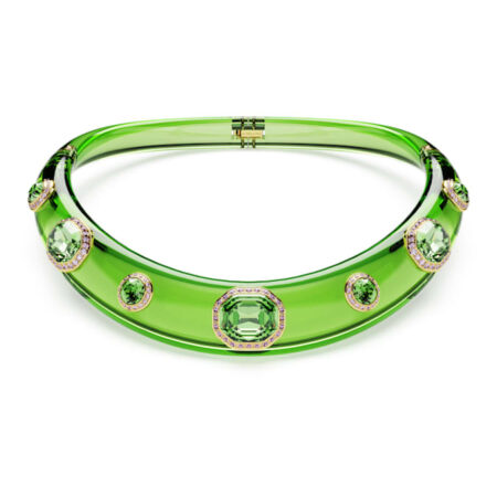 Dulcis choker Mixed cuts, Green, Gold-tone plated M
