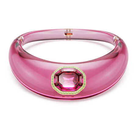 Dulcis choker Octagon cut, Pavé, Pink, Gold-tone plated M
