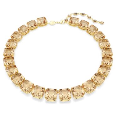 Millenia necklace Octagon cut, Caramel, Gold-tone plated