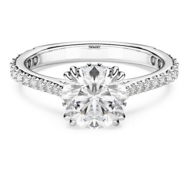 Stilla cocktail ring Round cut, Pavé, White, Rhodium plated 60