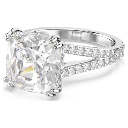 Stilla cocktail ring Square cut, Pavé, White, Rhodium plated 50