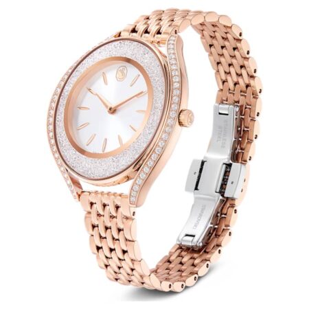 Crystalline aura watch Swiss Made, Metal bracelet, Rose gold tone, Rose gold-tone finish