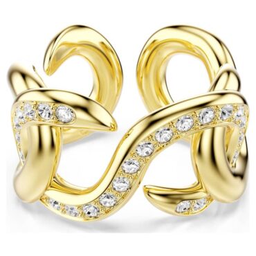 Dextera open ring Round cut, White, Gold-tone plated 58