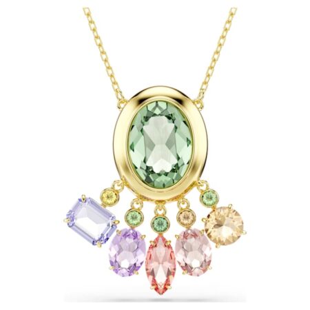 Gema pendant Mixed cuts, Dangling crystals, Multicolored, Gold-tone plated