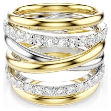 Hyperbola cocktail ring Round cut, White, Mixed metal finish58