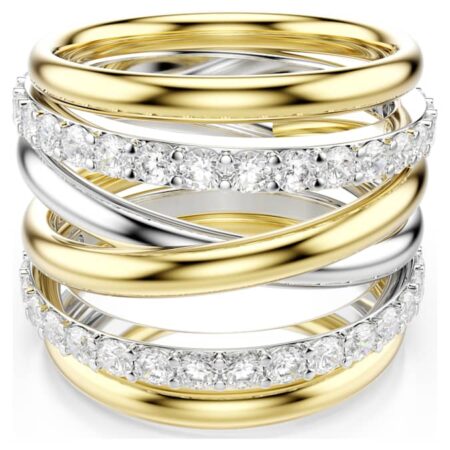 Hyperbola cocktail ring Round cut, White, Mixed metal finish58