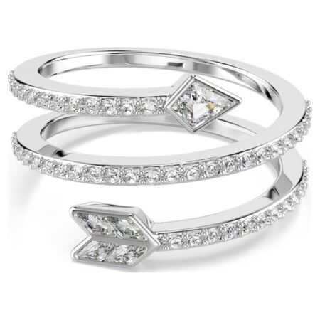 Idyllia motif ring Mixed cuts, Arrow, White, Rhodium plated52