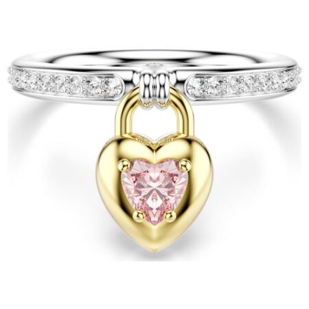 Idyllia motif ring Mixed cuts, Heart, Pink, Mixed metal finish58