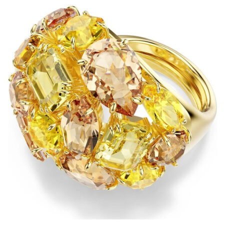 Gema cocktail ring Mixed cuts, Yellow, Gold-tone plated50-55