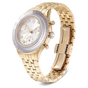 Octea chrono watch Swiss Made, Metal bracelet, Gold tone, Champagne gold-tone finish