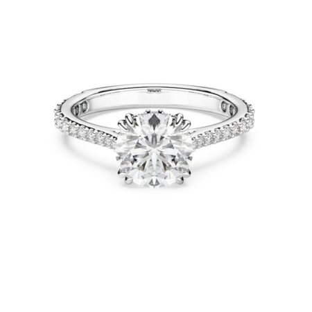 Stilla cocktail ring Round cut, Pavé, White, Silver-tone finish 60