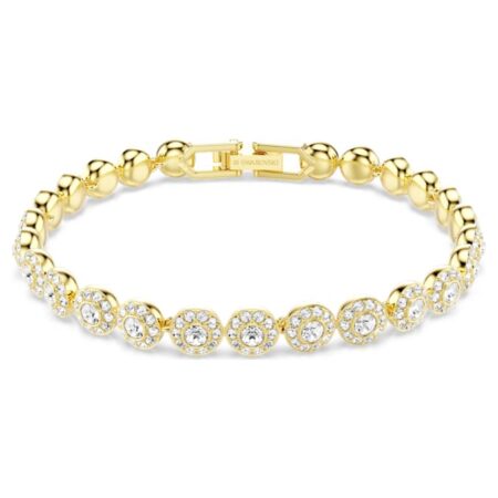 Una Angelic bracelet Round cut, White, Gold-tone plated