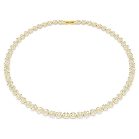 Una Angelic necklace Round cut, Small, White, Gold-tone plated
