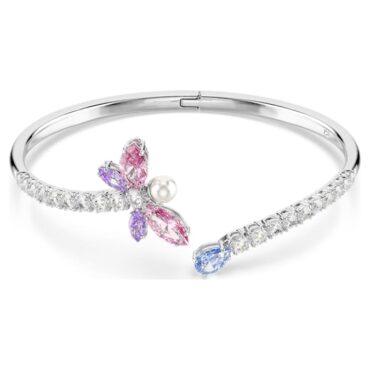 Ariana Grande x Swarovski bangle Mixed cuts, Dragonfly, Multicolored, Rhodium plated L