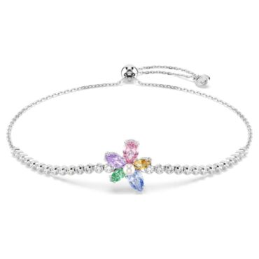 Ariana Grande x Swarovski bracelet Mixed cuts, Flower, Multicolored, Rhodium plated