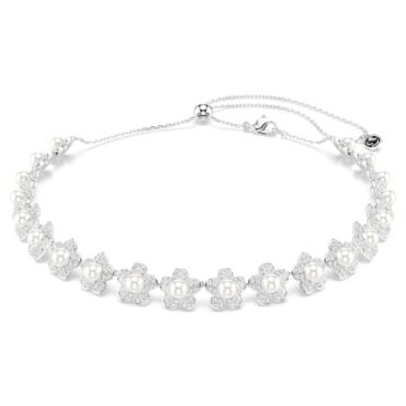 Ariana Grande x Swarovski choker Crystal pearl, White, Rhodium plated