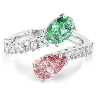 Ariana Grande x Swarovski open ring Mixed cuts, Multicolored, Rhodium plated 55