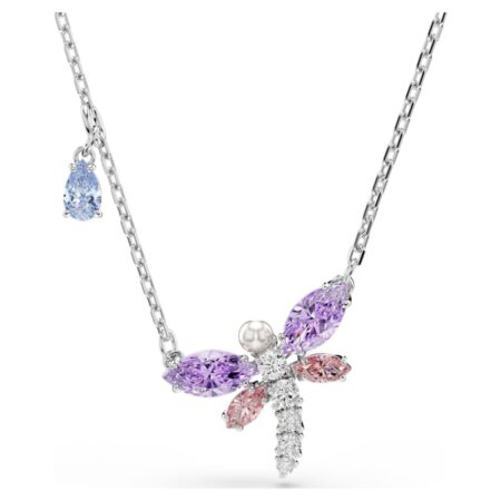 Ariana Grande x Swarovski pendant Mixed cuts, Dragonfly, Multicolored, Rhodium plated
