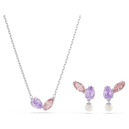 Ariana Grande x Swarovski set Mixed cuts, Multicolored, Rhodium plated