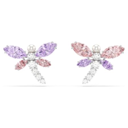 Ariana Grande x Swarovski stud earrings Mixed cuts, Dragonfly, Multicolored, Rhodium plated