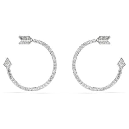 Idyllia hoop earrings Mixed cuts, Arrow, White, Rhodium plated