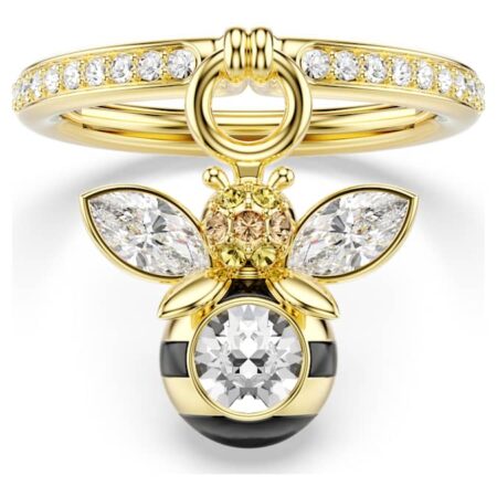 Idyllia motif ring Mixed cuts, Bee, Multicolored, Gold-tone plated 55-60