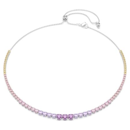Matrix necklace Gradient of round cuts, Multicolored, Mu Rhodium plated